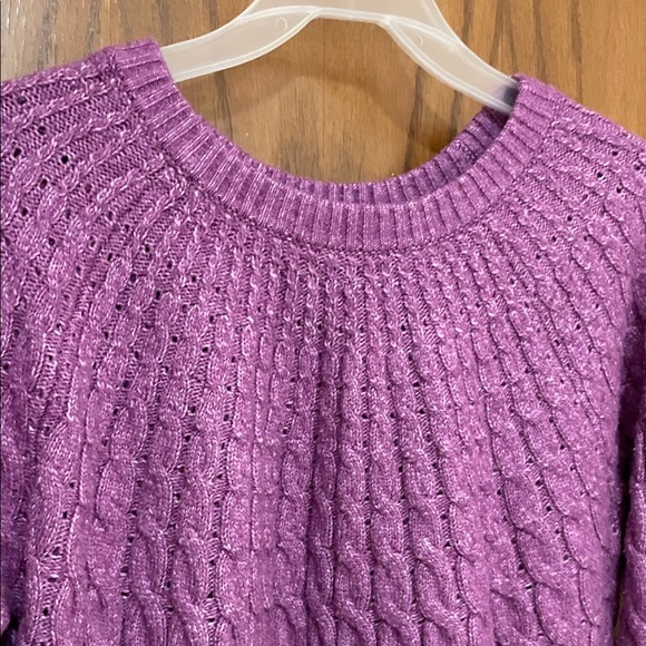 Lane Bryant UGC Size 14/16 Purple Cable Knit Sweater long sleeve crew neck - Picture 8 of 10